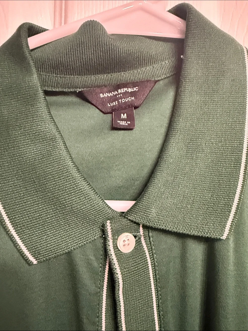 Banana Republic Forest Green Polo with White Piping
